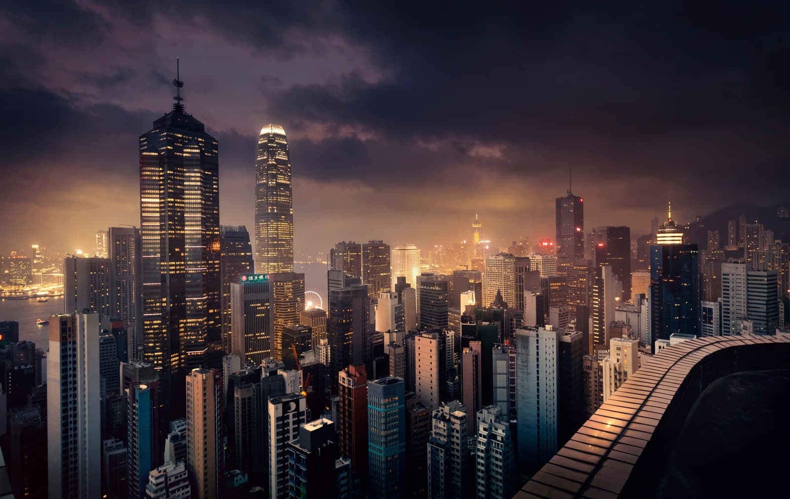 Hong Kong skyline relit from day to night